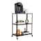 Mind Reader Rolling Cart, Microwave Stand, 3-Tier, Coffee Cart, Office, Metal, Black